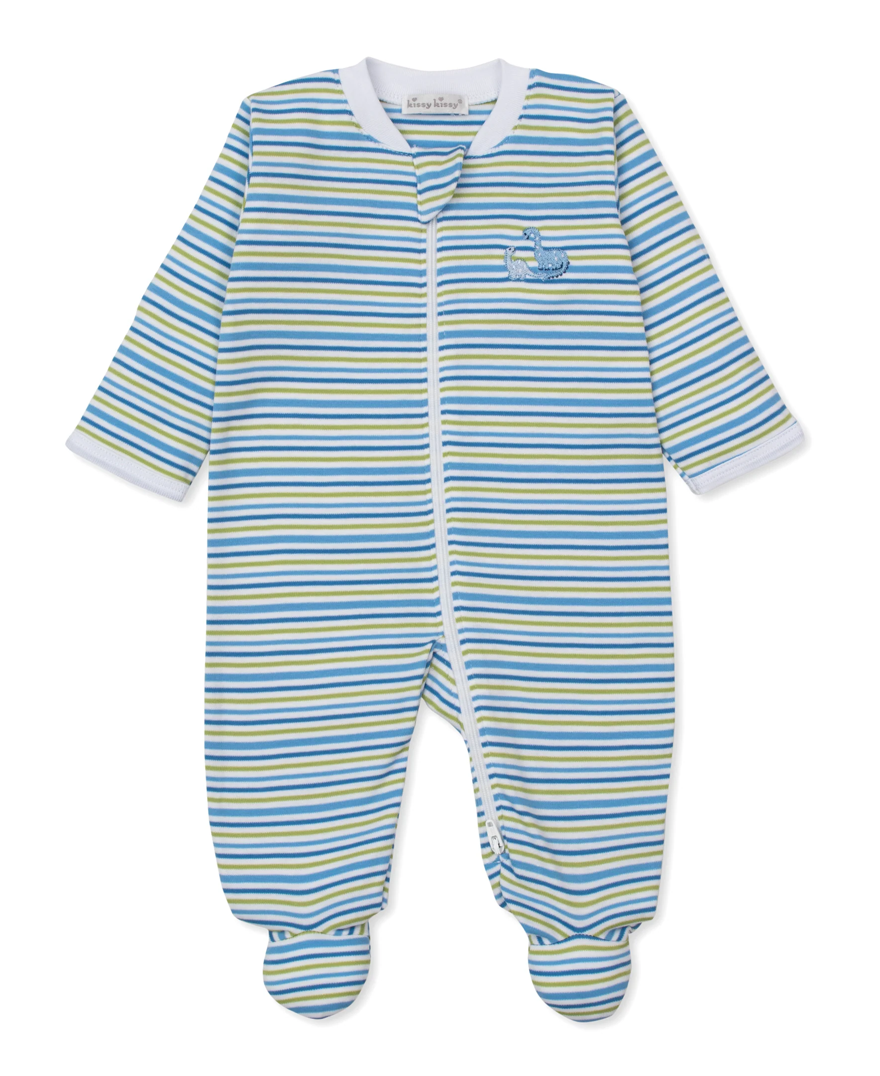 Dinosaur Delight Stripe Zip Footie