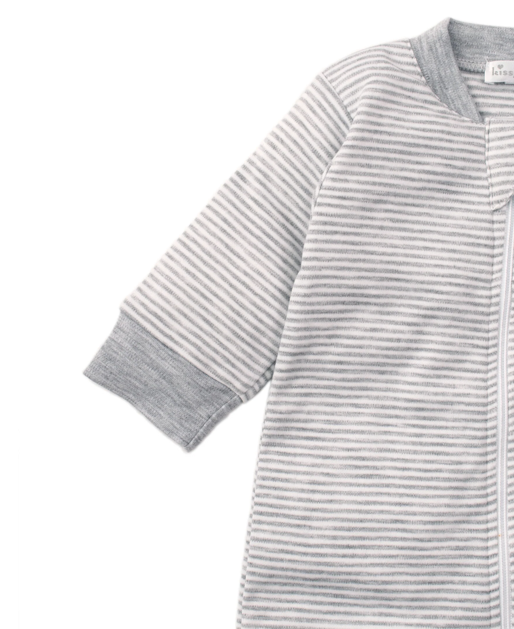 Gray Kissy Essentials Stripe Zip Footie - Image 2