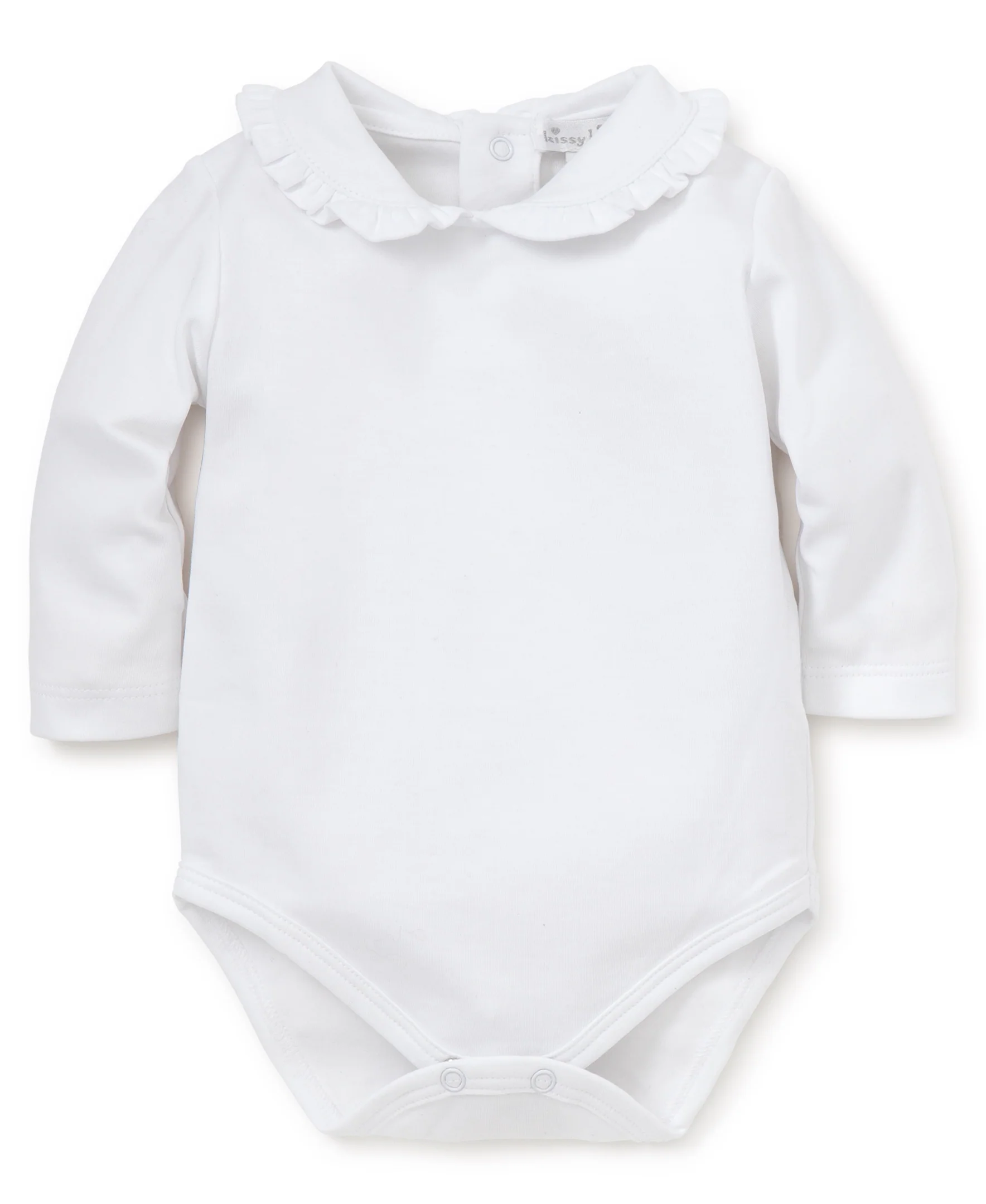 White Kissy Basics L/S Ruffle Collar Bodysuit