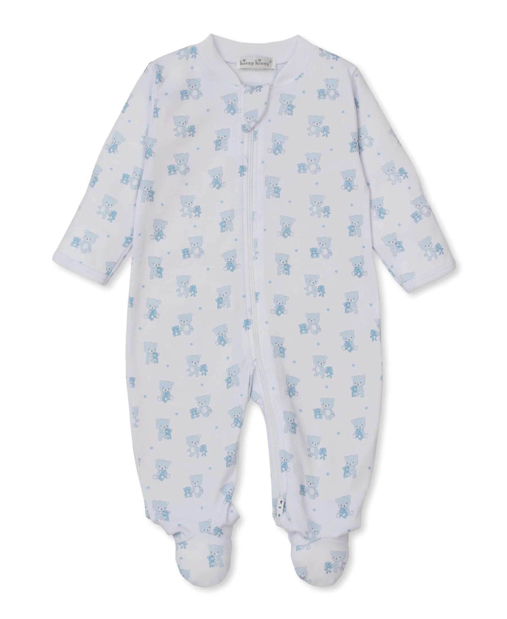Teddy Bear Love Blue Zip Footie - Image 4