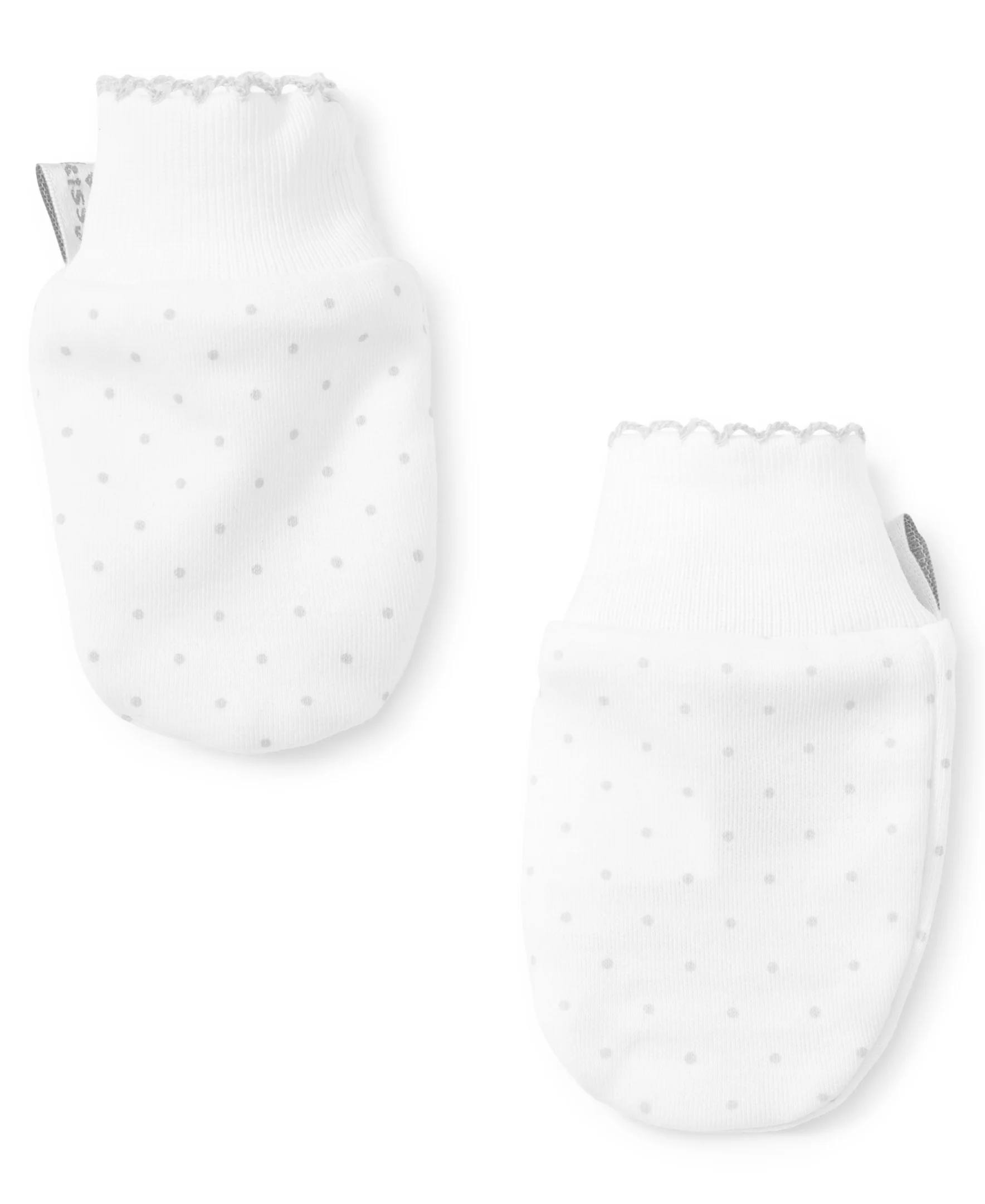 White/Silver New Kissy Dots Print Mitts